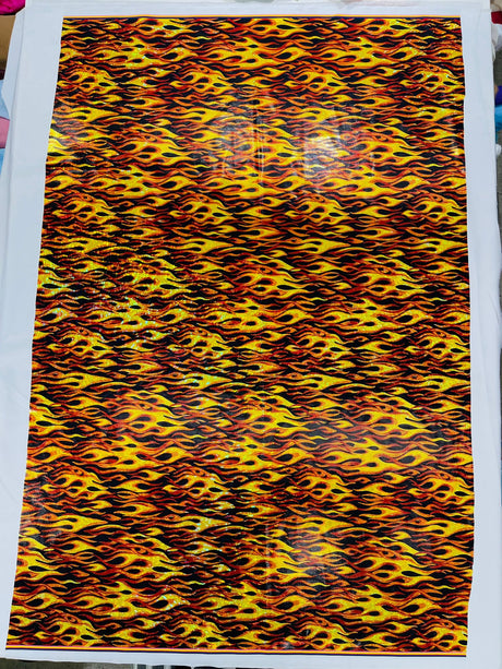 Holographic Flames Nylon Spandex Fabric - Holographic Flames, 58" Width (1 Yard)