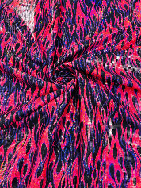 Holographic Flames Nylon Spandex Fabric - Holographic Flames, 58" Width (1 Yard)