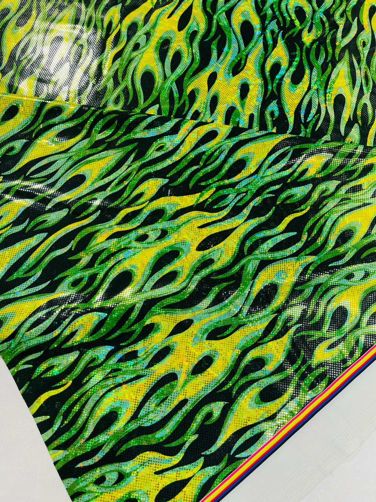 Holographic Flames Nylon Spandex Fabric - Holographic Flames, 58" Width (1 Yard)