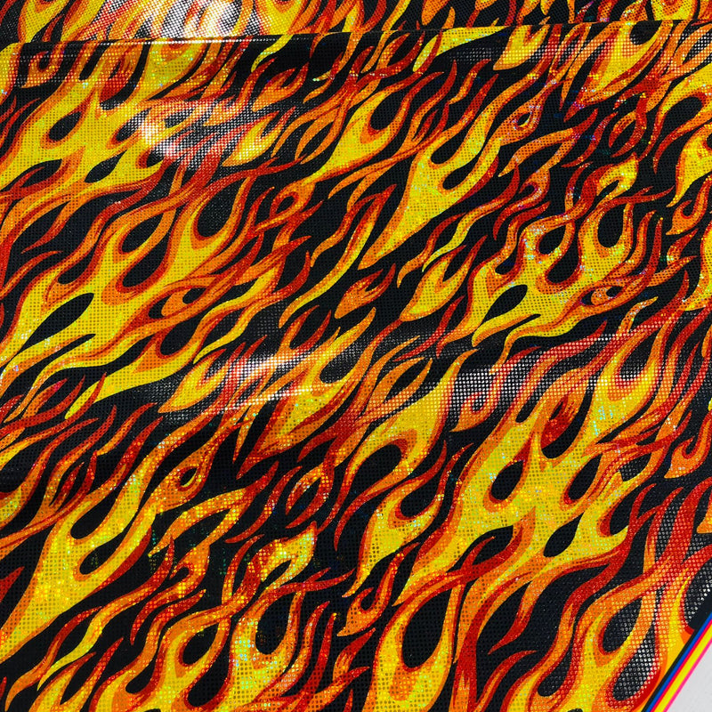 Holographic Flames Nylon Spandex Fabric - Holographic Flames, 58" Width (1 Yard)