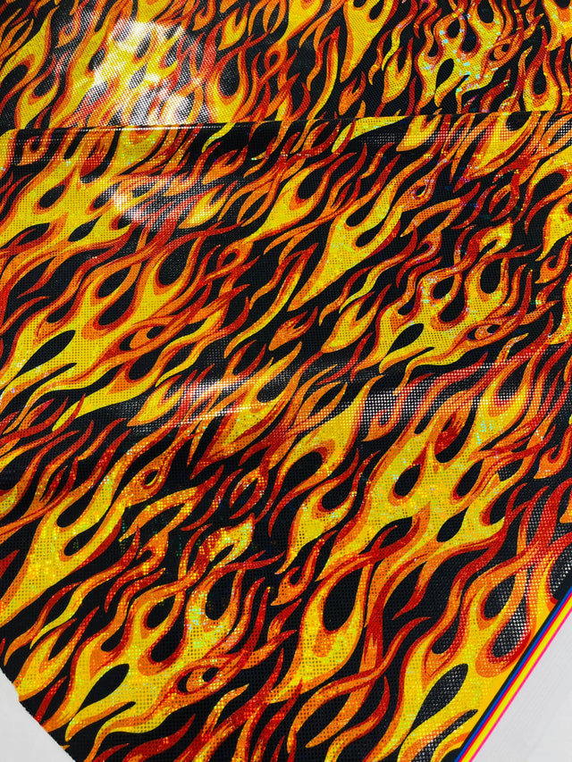 Holographic Flames Nylon Spandex Fabric - Holographic Flames, 58" Width (1 Yard)