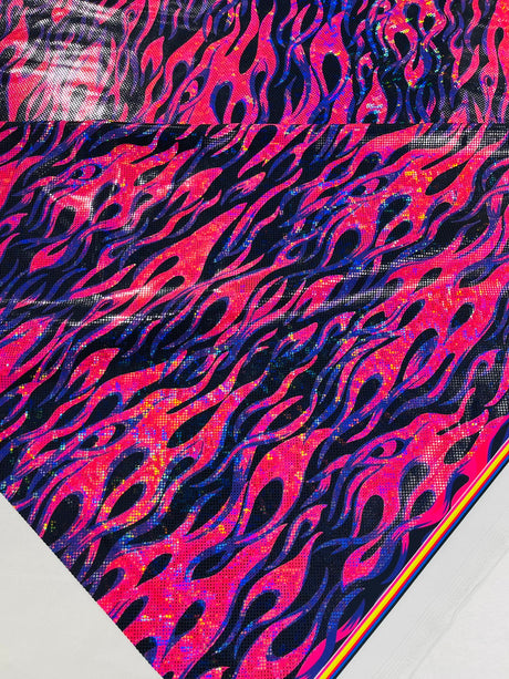 Holographic Flames Nylon Spandex Fabric - Holographic Flames, 58" Width (1 Yard)