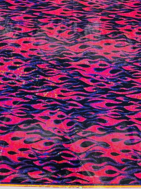 Holographic Flames Nylon Spandex Fabric - Holographic Flames, 58" Width (1 Yard)