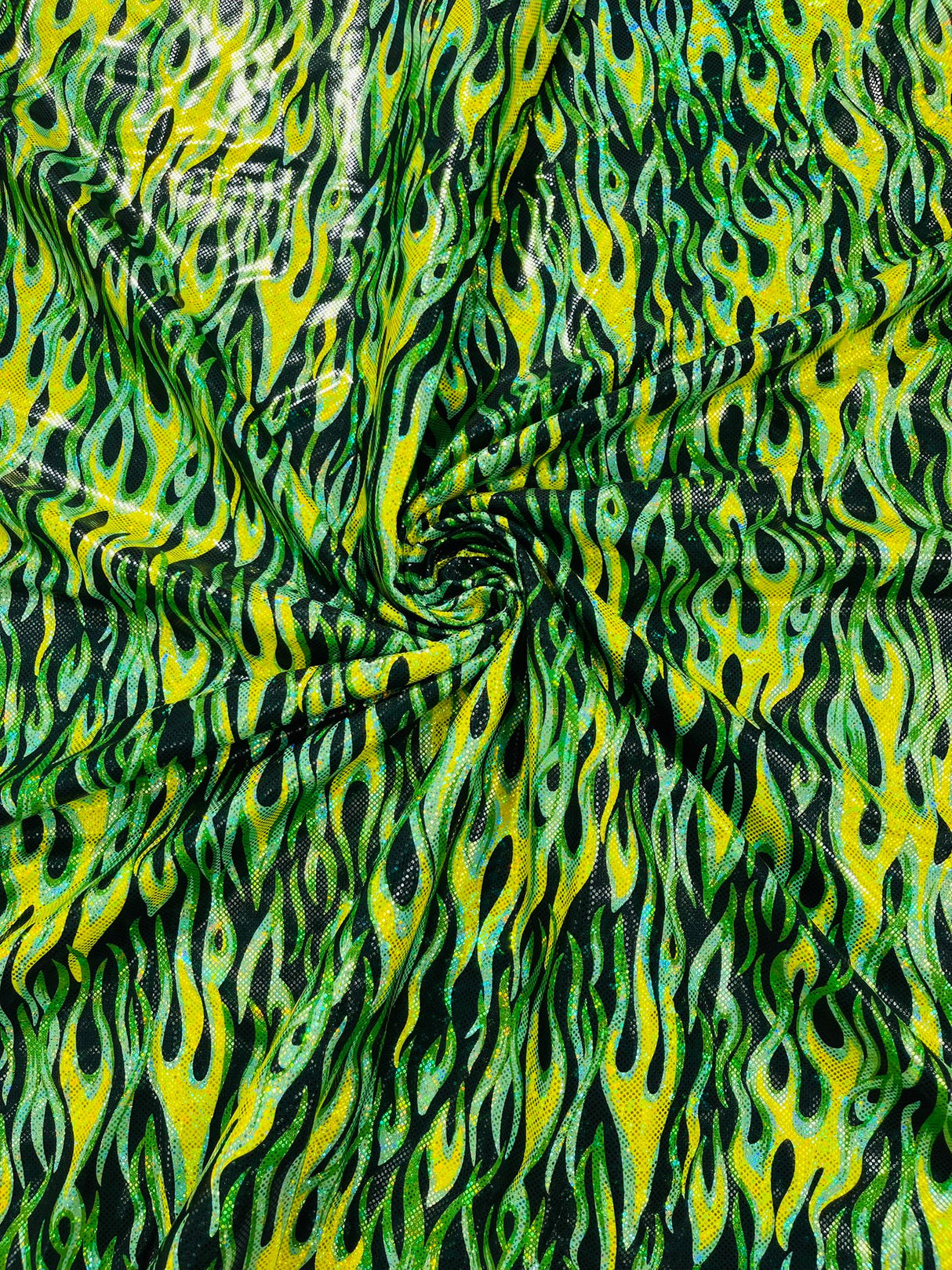Holographic Flames Nylon Spandex Fabric - Holographic Flames, 58" Width (1 Yard)