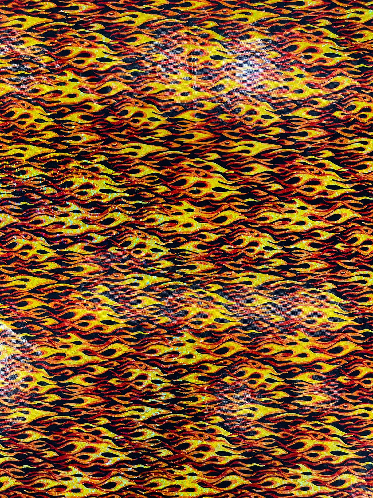 Holographic Flames Nylon Spandex Fabric - Holographic Flames, 58" Width (1 Yard)