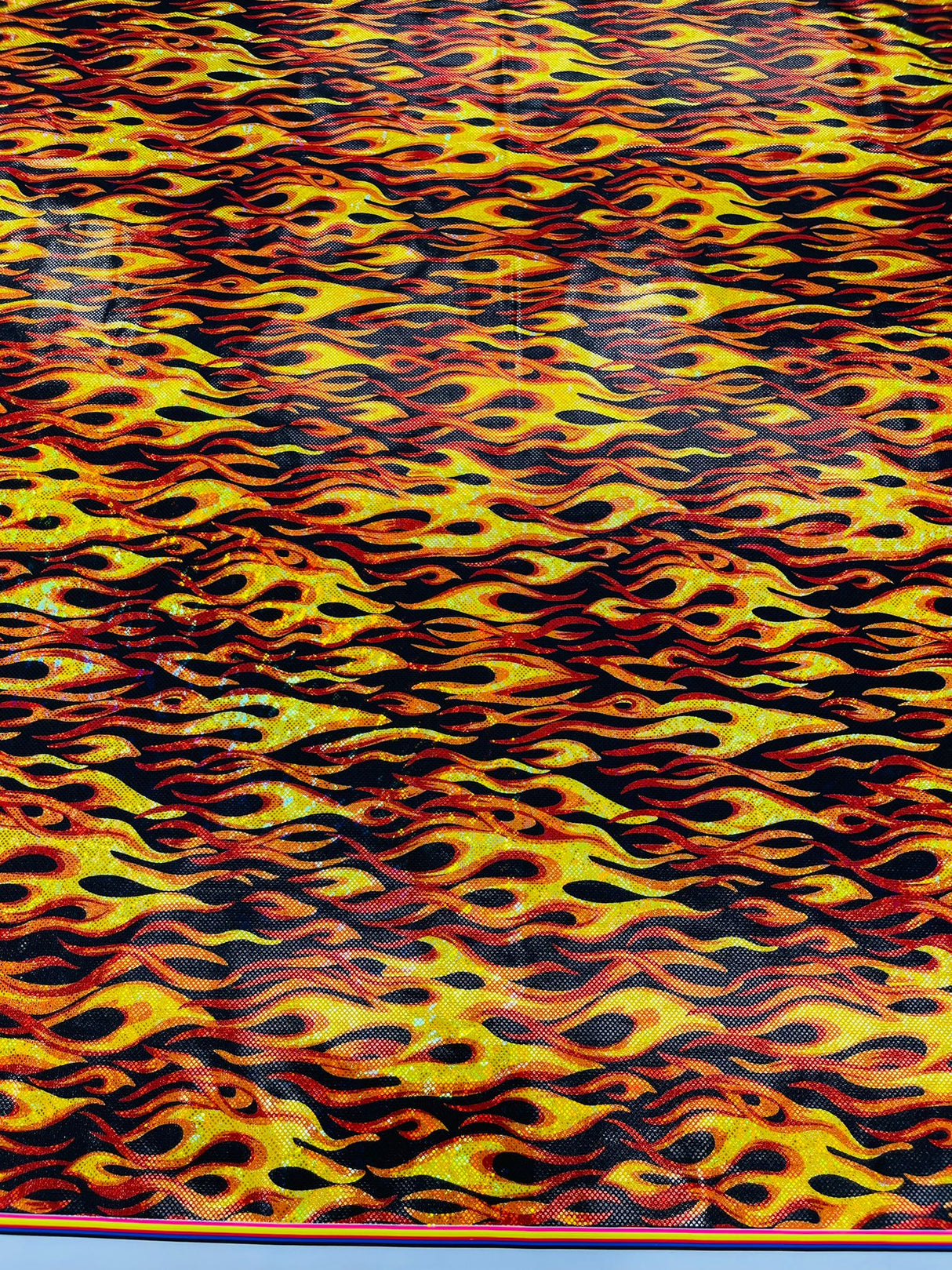 Holographic Flames Nylon Spandex Fabric - Holographic Flames, 58" Width (1 Yard)