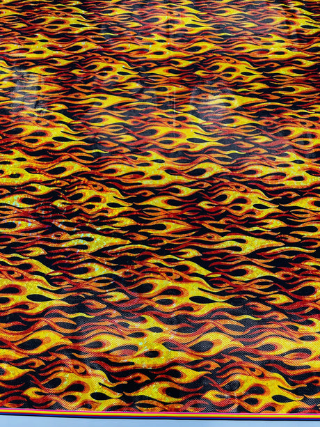 Holographic Flames Nylon Spandex Fabric - Holographic Flames, 58" Width (1 Yard)