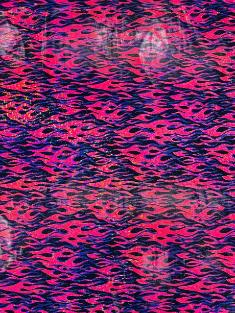 Holographic Flames Nylon Spandex Fabric - Holographic Flames, 58" Width (1 Yard)