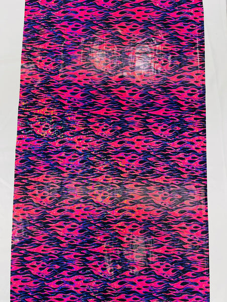 Holographic Flames Nylon Spandex Fabric - Holographic Flames, 58" Width (1 Yard)