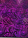 Holographic Foil Tribal Flame Design Stretch Velvet Fabric - Silver/White Tribal Flame Print, 58" Width (1 Yard)