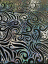 Holographic Foil Tribal Flame Design Stretch Velvet Fabric - Silver/White Tribal Flame Print, 58" Width (1 Yard)