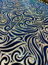 Holographic Foil Tribal Flame Design Stretch Velvet Fabric - Silver/White Tribal Flame Print, 58" Width (1 Yard)