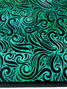 Holographic Foil Tribal Flame Design Stretch Velvet Fabric - Silver/White Tribal Flame Print, 58" Width (1 Yard)