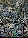 Holographic Foil Tribal Flame Design Stretch Velvet Fabric - Silver/White Tribal Flame Print, 58" Width (1 Yard)