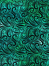 Holographic Foil Tribal Flame Design Stretch Velvet Fabric - Silver/White Tribal Flame Print, 58" Width (1 Yard)