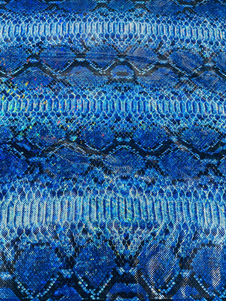 Holographic Snake Foil Printed Spandex Fabric - Multi Color Snake Print, 58" Width (1 Yard)