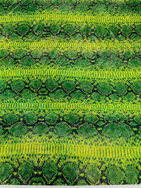 Holographic Snake Foil Printed Spandex Fabric - Multi Color Snake Print, 58" Width (1 Yard)