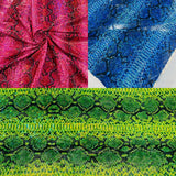 Holographic Snake Foil Printed Spandex Fabric - Multi Color Snake Print, 58" Width (1 Yard)