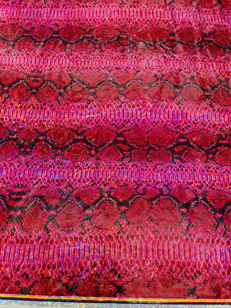 Holographic Snake Foil Printed Spandex Fabric - Multi Color Snake Print, 58" Width (1 Yard)