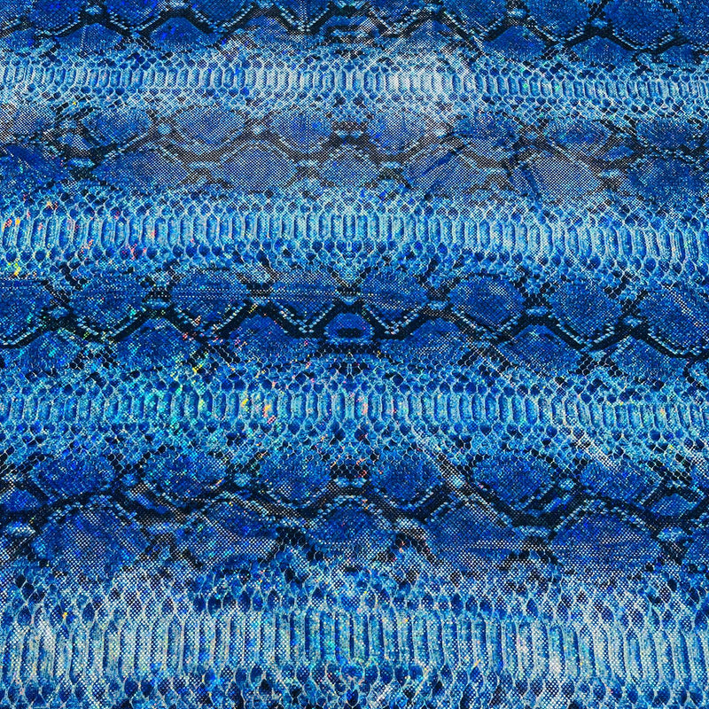 Holographic Snake Foil Printed Spandex Fabric - Multi Color Snake Print, 58" Width (1 Yard)