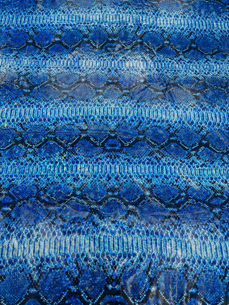Holographic Snake Foil Printed Spandex Fabric - Multi Color Snake Print, 58" Width (1 Yard)