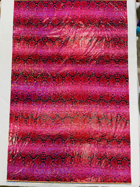 Holographic Snake Foil Printed Spandex Fabric - Multi Color Snake Print, 58" Width (1 Yard)