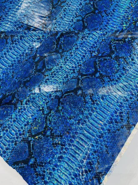 Holographic Snake Foil Printed Spandex Fabric - Multi Color Snake Print, 58" Width (1 Yard)
