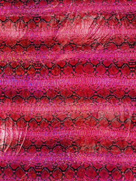 Holographic Snake Foil Printed Spandex Fabric - Multi Color Snake Print, 58" Width (1 Yard)