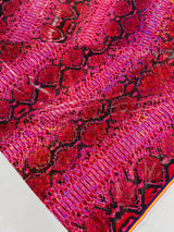 Holographic Snake Foil Printed Spandex Fabric - Multi Color Snake Print, 58" Width (1 Yard)