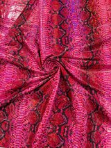 Holographic Snake Foil Printed Spandex Fabric - Multi Color Snake Print, 58" Width (1 Yard)