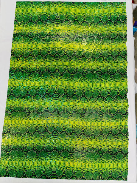 Holographic Snake Foil Printed Spandex Fabric - Multi Color Snake Print, 58" Width (1 Yard)