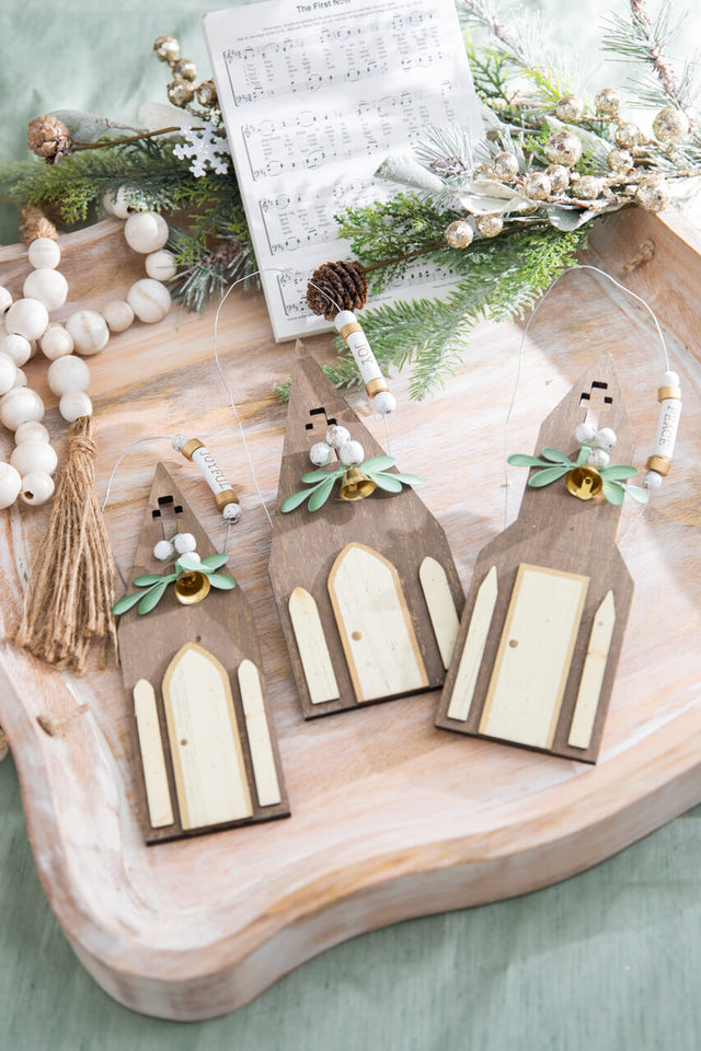 8" Rustic Church Ornament