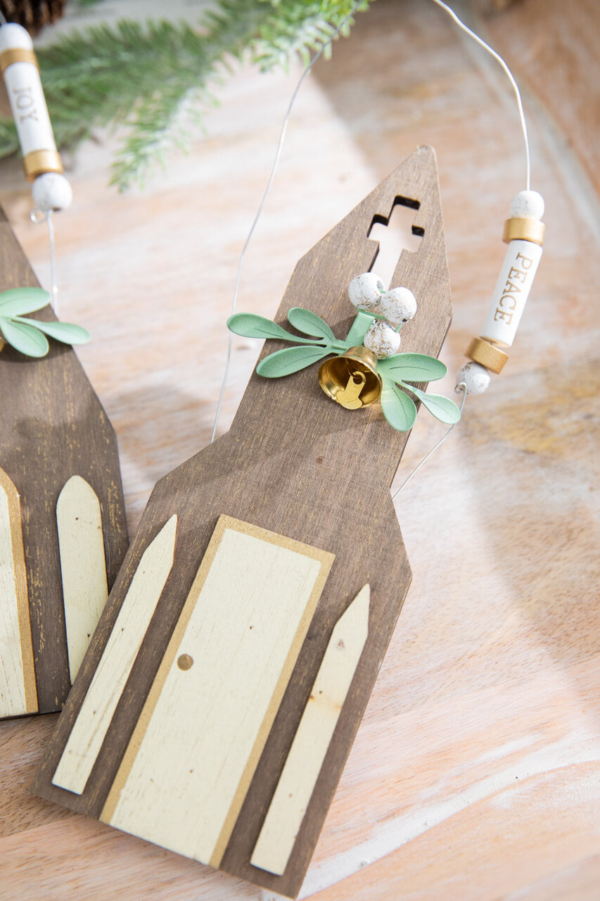 8" Rustic Church Ornament