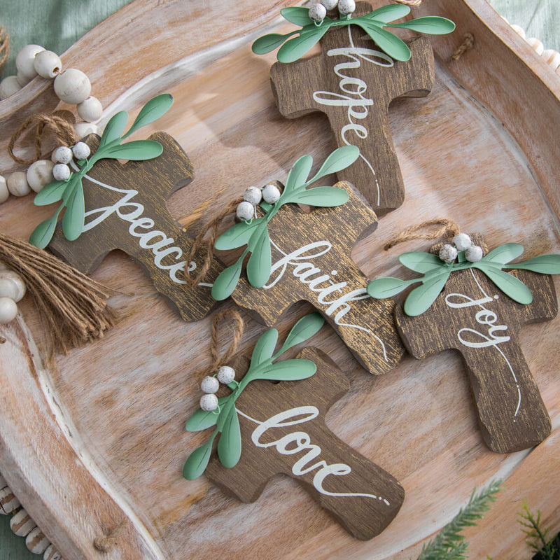 6" Natural Wood Cross Ornament