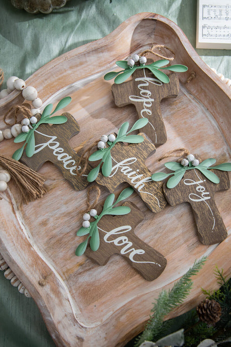 6" Natural Wood Cross Ornament