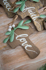 6" Natural Wood Cross Ornament