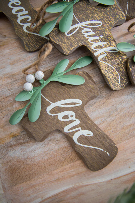 6" Natural Wood Cross Ornament