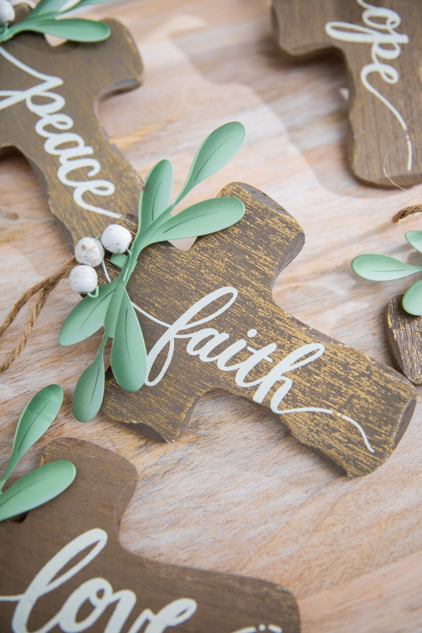 6" Natural Wood Cross Ornament