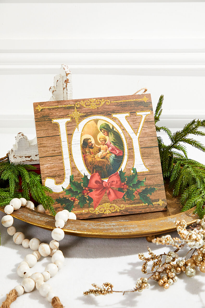 10" Joy with The Holy Family Sign