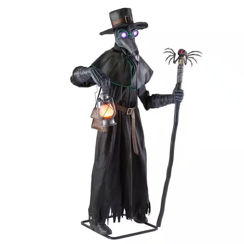 Gruesome Grounds Animated LED Plague Doctor Halloween Decoration 7 Feet