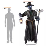 Gruesome Grounds Animated LED Plague Doctor Halloween Decoration 7 Feet