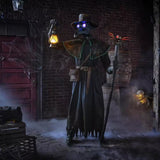 Gruesome Grounds Animated LED Plague Doctor Halloween Decoration 7 Feet