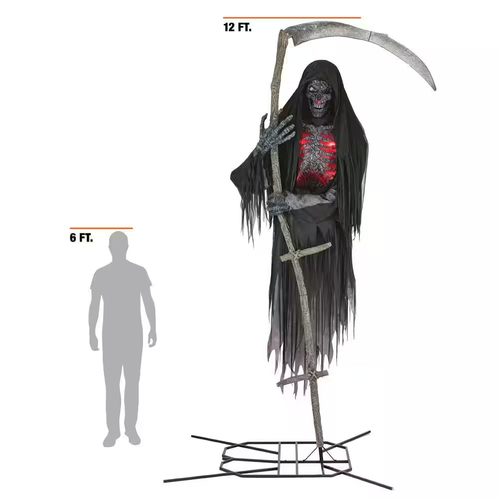 Grave and Bones Color Changing LED Levitating Reaper Halloween Decoration 12 Feet