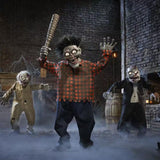 Animated LED Zombie Stack Trio Halloween Decoration with Light Up Eyes 7.5 Feet