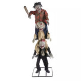 Animated LED Zombie Stack Trio Halloween Decoration with Light Up Eyes 7.5 Feet
