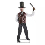 7-ft Grave and Bones Animated LED Zombie Barber Halloween Decoration