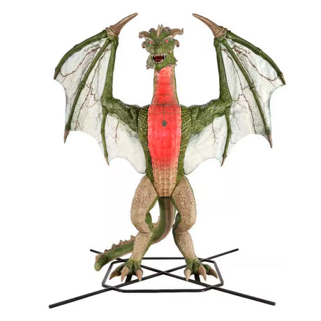 Gruesome Grounds Color Changing LED Wyvern Animated Dragon Halloween Decoration 8 Feet