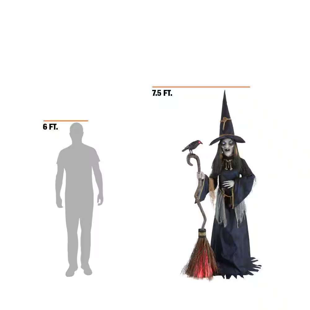 Animated LED Nightshade Witch Halloween Decoration with LifeEyes LCD Eyes 6 Feet