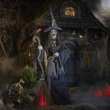 Animated LED Nightshade Witch Halloween Decoration with LifeEyes LCD Eyes 6 Feet