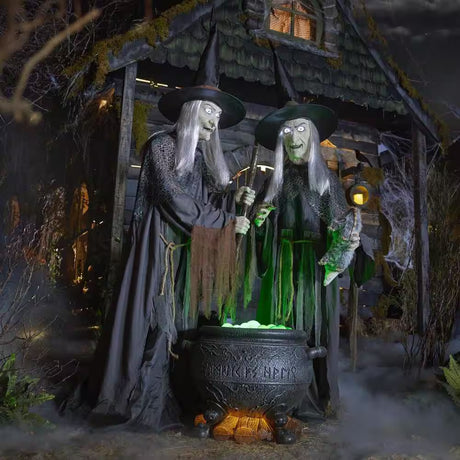 6.5-ft Gruesome Grounds Animated LED Witches Scene Halloween Decoration